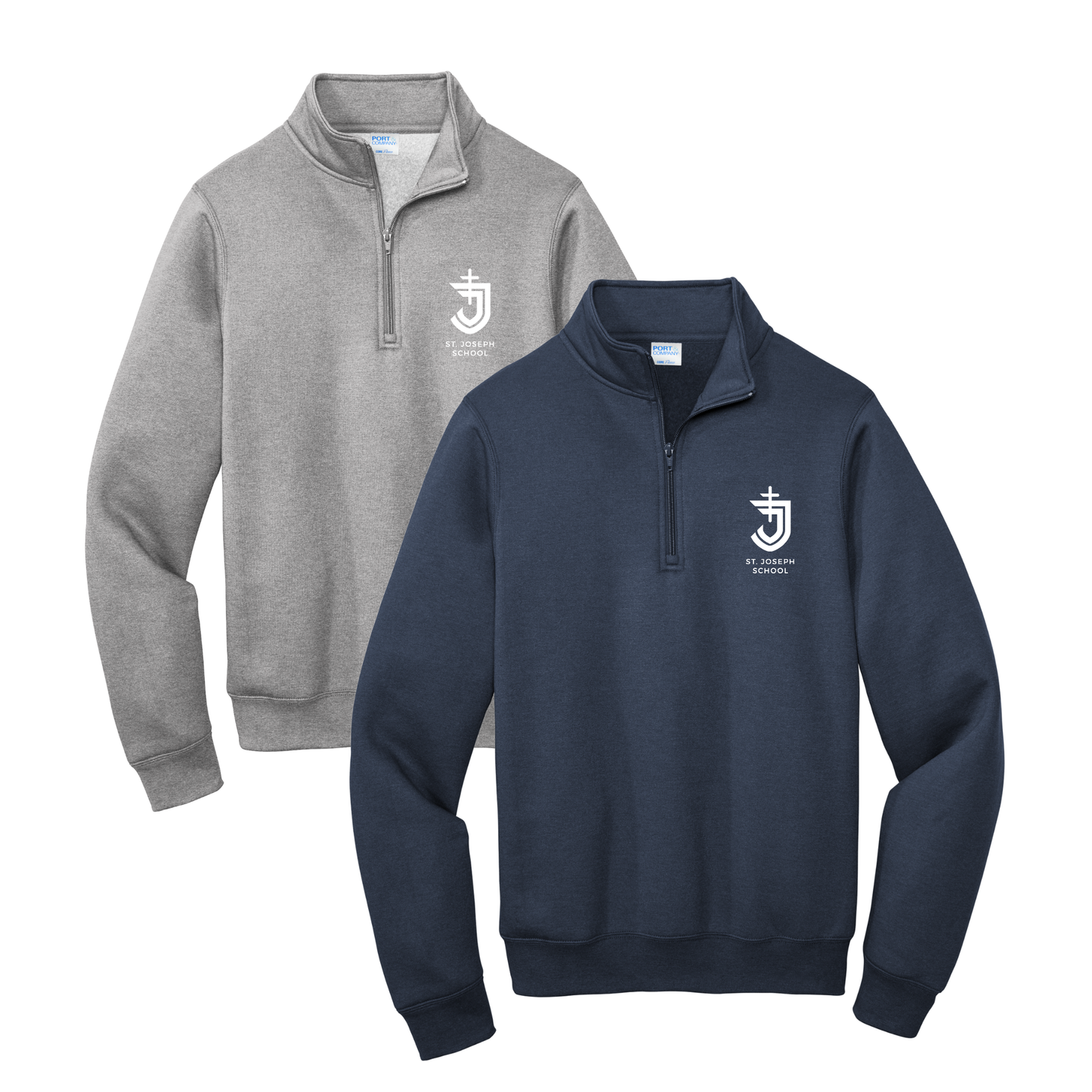 Adult St. Joseph School Cavaliers Logo Embroidered Quarter Zip Sweatshirt | SJSE00 | SJS UNIFORM APPROVED