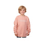 Child wearing a pink sweatshirt with 'Panthers' text on a white background