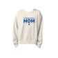 White sweatshirt with 'St. Joseph School Mom' text on a white background