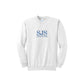 white crewneck sweatshirt with SJS GRANDPA embroidered on the center chest in royal blue thread