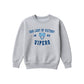 A light gray crewneck sweatshirt featuring a blue graphic print on the front with the text 'OUR LADY OF VICTORY', '1853', a snake head logo, and 'VIPERS'.