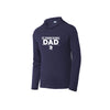 Navy hoodie with 'St. Joseph School Dad' text on a white background