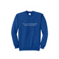 A royal blue crewneck sweatshirt with 'VILLA MADONNA MONTESSORI' printed in white capital letters across the chest, displayed on a clean white background.