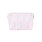 Small Pink ballet slipper and striped pattern pouch on a white background