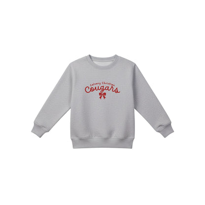 Printed Calvary Christian Cougars Bow Youth Crewneck  | CCSDTF29