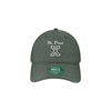 eco black cap with 'St. Pius X' logo on a white background