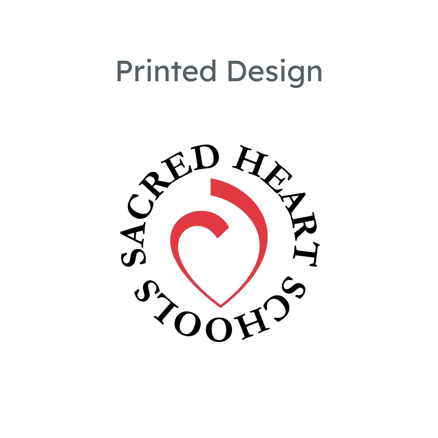 custom round sacred heart schools heart logo design mockup in black and red ink