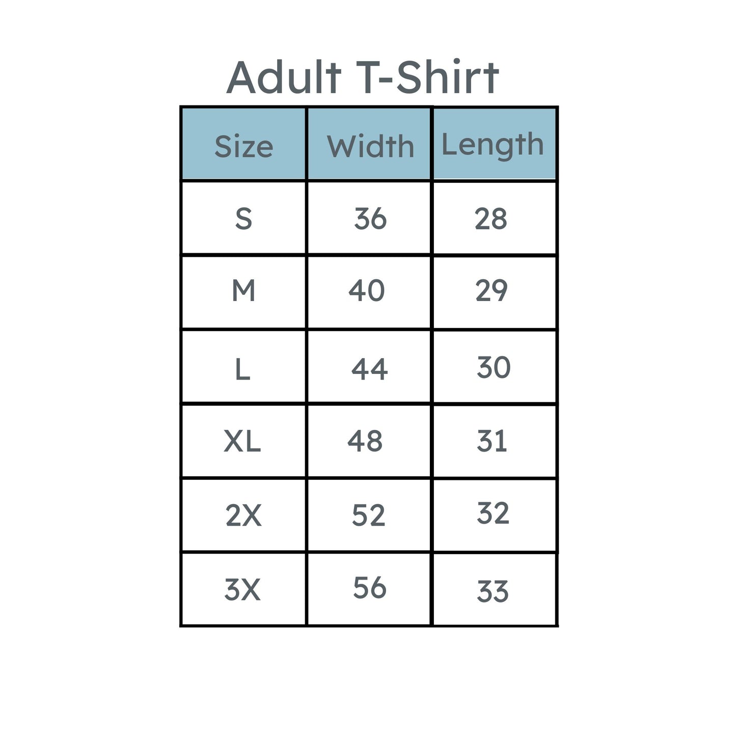 adult tie dye tee size chart