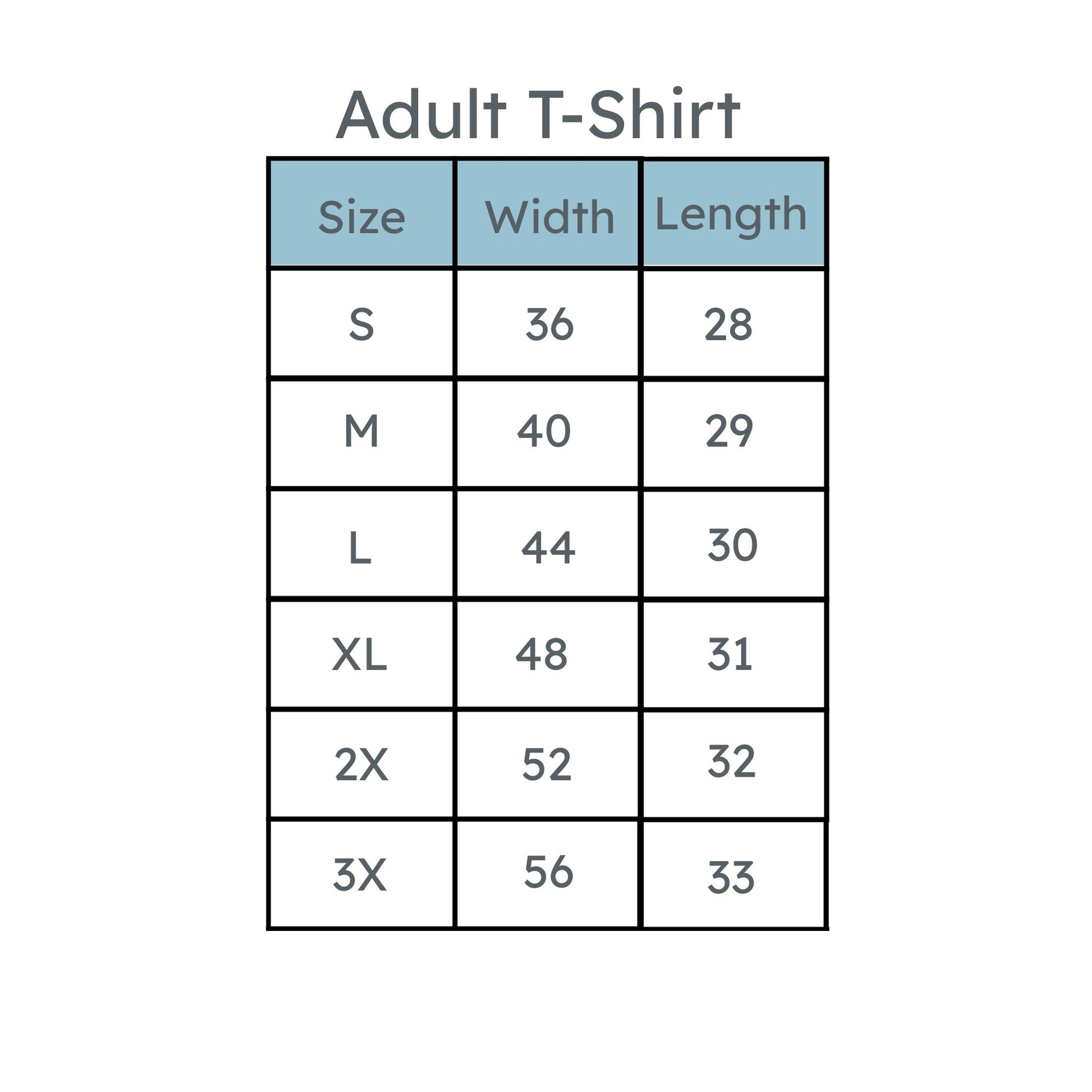 adult tie dye tee size chart