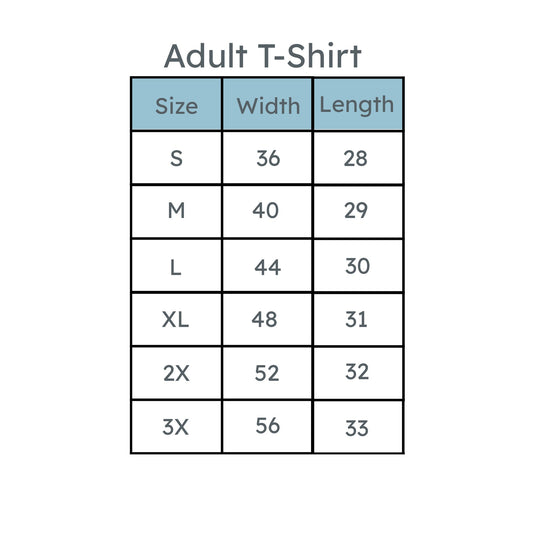adult tie dye tee size chart