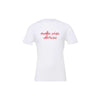 White bella and canvas t-shirt with a red make wise choices printed design on the front center chest