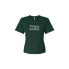 Green t-shirt with 'st pius x panthers' text on a white background