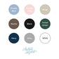 Color swatches with labels and Arden & Gold logo