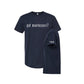 Navy blue t-shirt with 'got montessori?' text on a white background