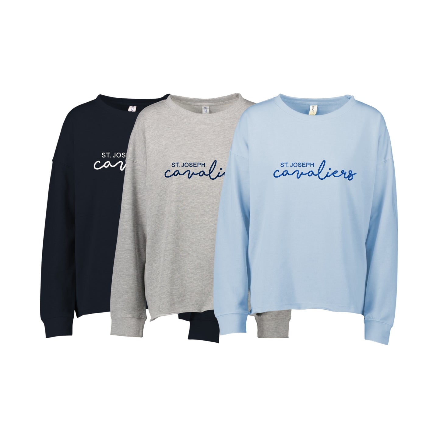 St. Joseph Cavaliers Script Embroidered Ladies Drop Shoulder Beach Fleece Crew | SJSE6
