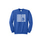 Blue sweatshirt with 'CAVALIERS' text design on a white background