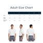 Adult size chart for a white polo shirt with measurements displayed.