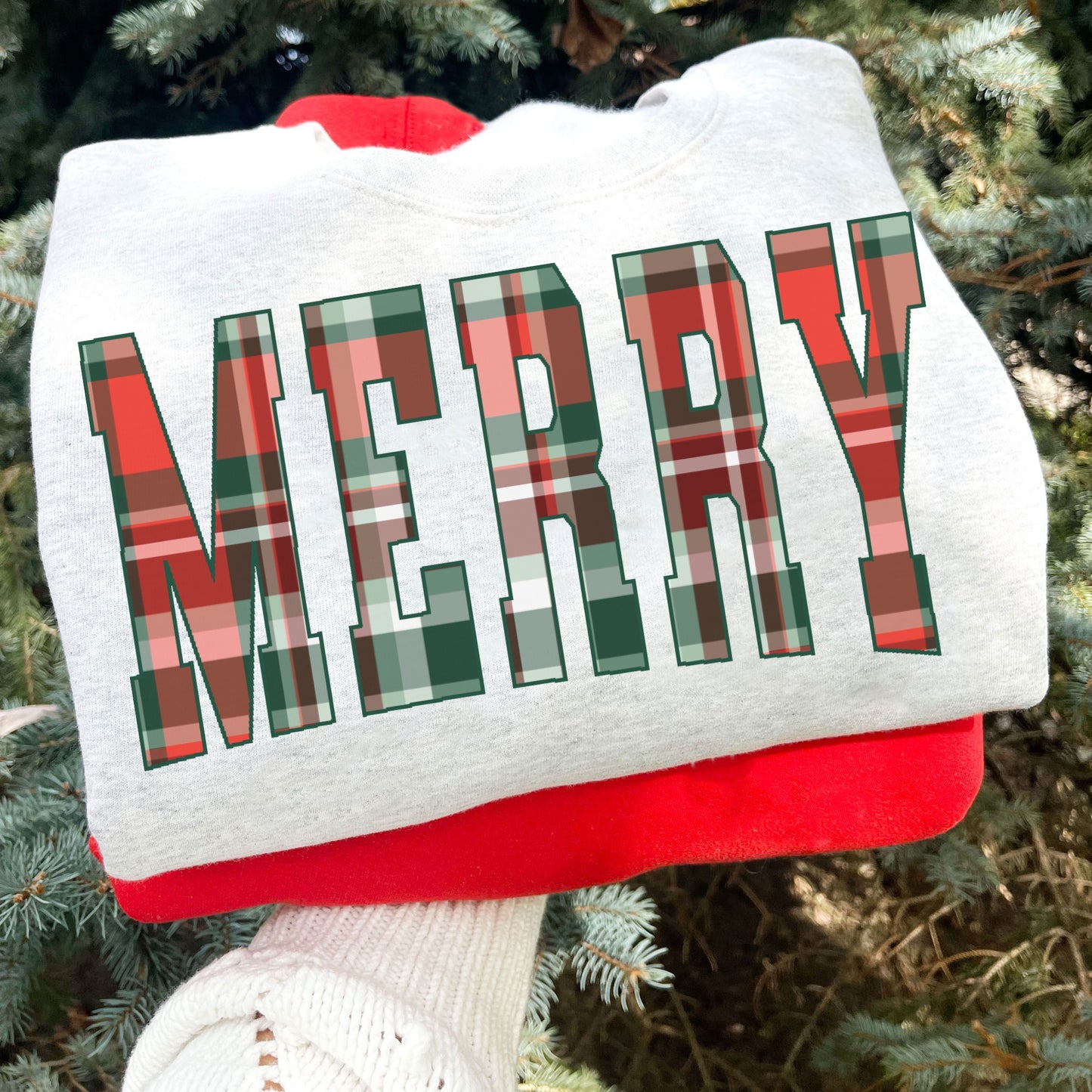 Plaid Merry Crewneck Sweatshirt