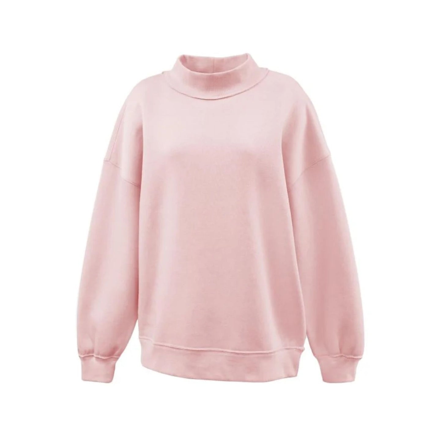 Pink mockneck sweatshirt on a white background