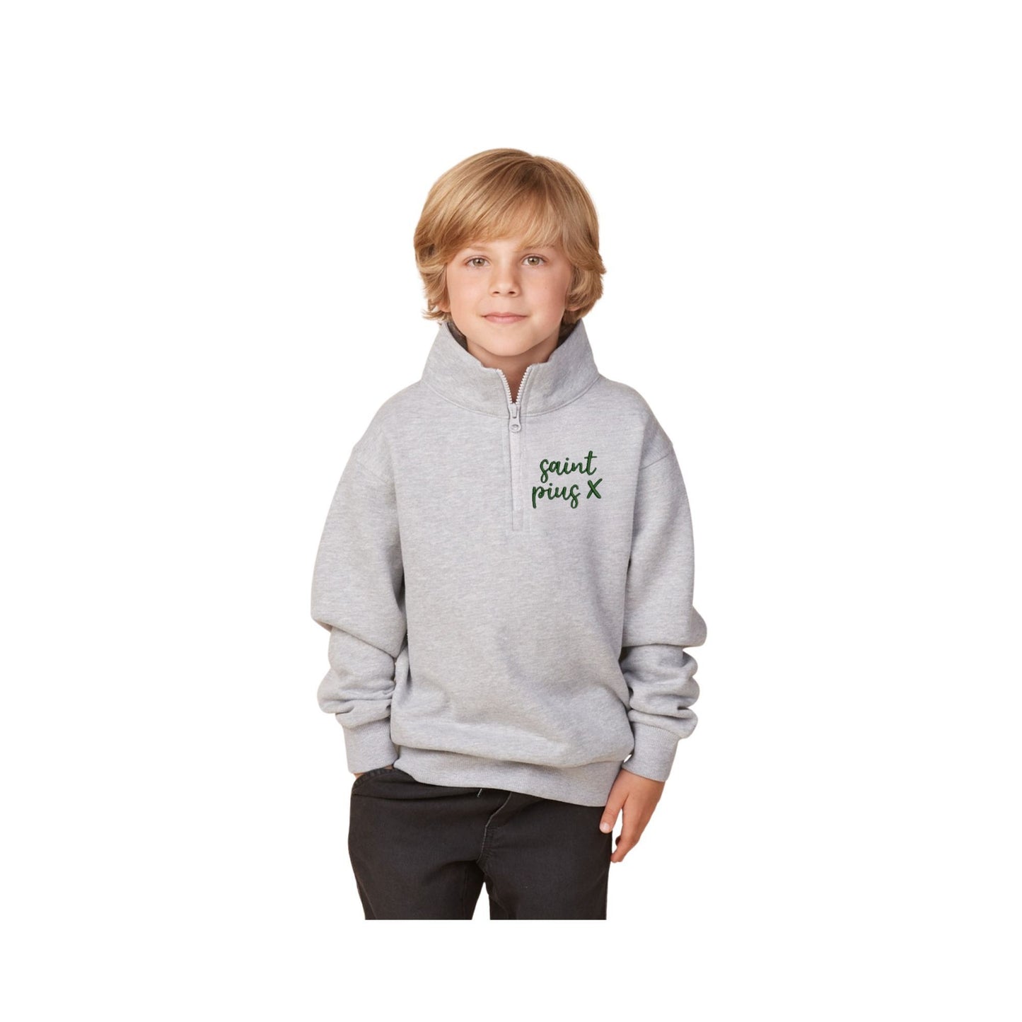 Embroidered  St. Pius X Script Youth Enza Quarter Zip |  SPX EK