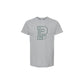 Gray t-shirt with a logo on a white background