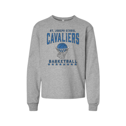 Distressed SJS Cavaliers Basketball Heavyweight Long Sleeve Shirt | Adult and Youth | SJS DTG 1