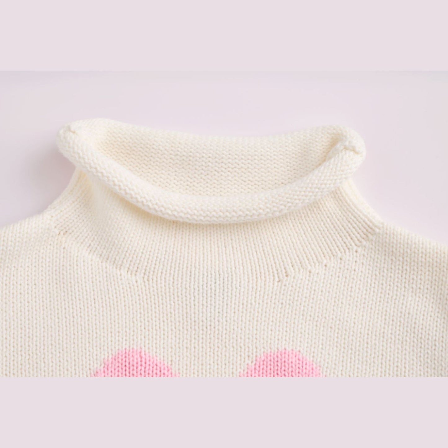 close up detail of a rollneck sweater