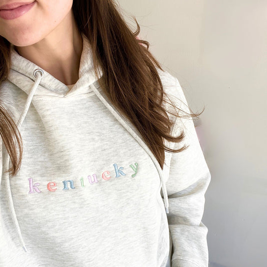 Custom Pastel City/State Embroidered Lane Hoodie