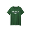 Green t-shirt with 'St. Pius X Panthers' text on a white background