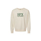 Parchment vintage dyed crewneck with custom spx panthers embroidered design on the center chest in hunter green thread