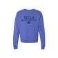 Blue sweatshirt with 'Villa Madonna Montessori' text on a white background