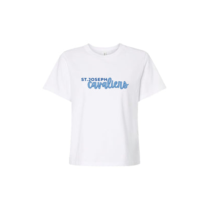 Ladies' St. Joseph Cavaliers Script Heavyweight Boxy Fit Tee | SJS DTF31