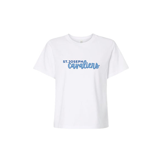 Ladies' St. Joseph Cavaliers Script Heavyweight Boxy Fit Tee | SJS DTF31