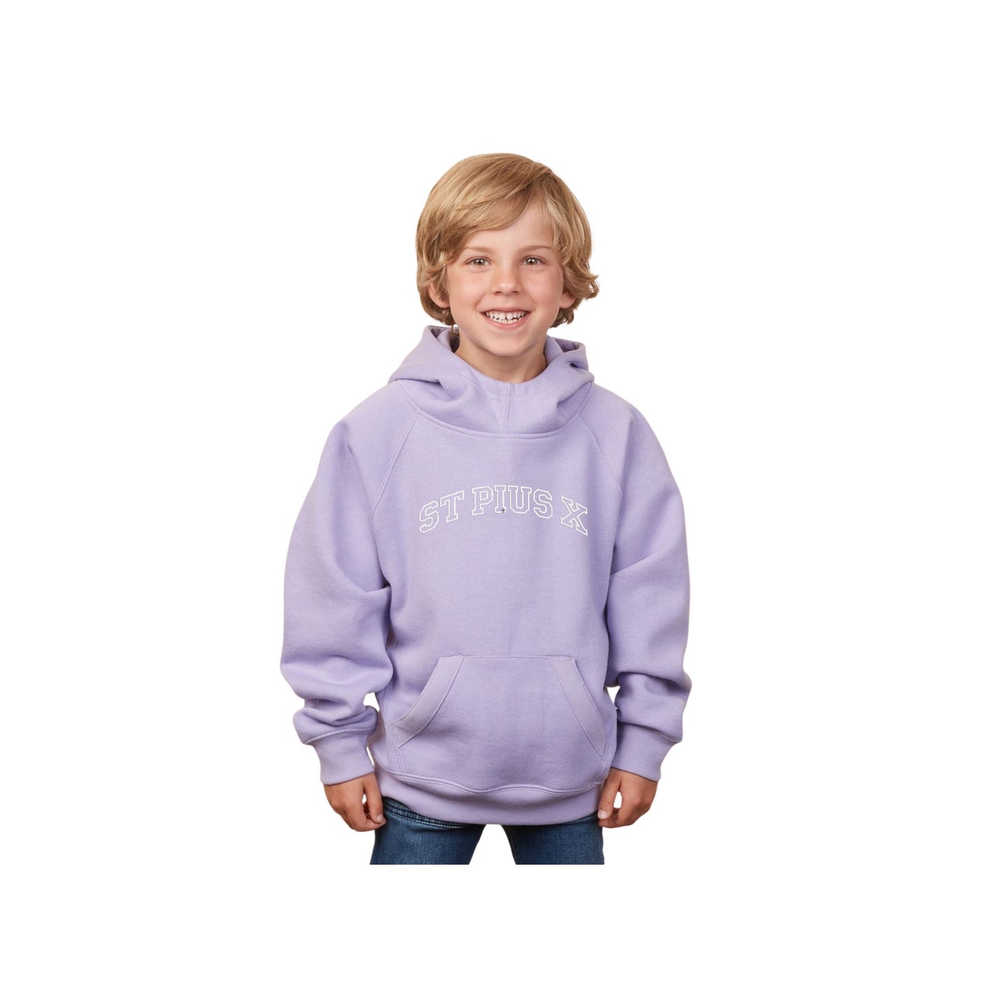 Embroidered Varsity ST PIUS X Youth Scuba Neck Pullover Hooded Sweatshirt | SPX EE