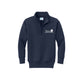 A navy blue quarter-zip sweatshirt with a white and black 'Villa Madonna Montessori' logo printed on the left chest, displayed on a clean white background.