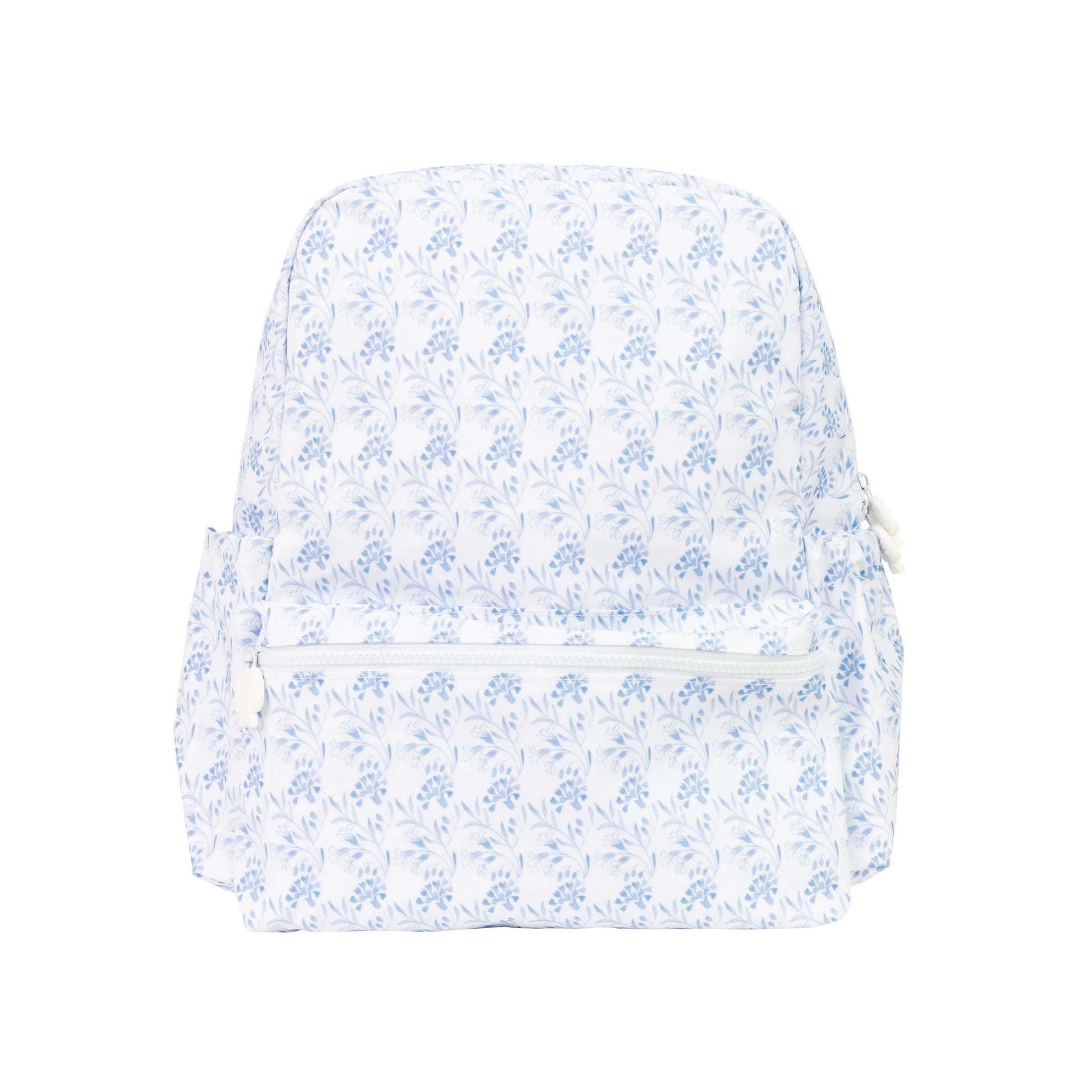 Floral-patterned backpack on a white background