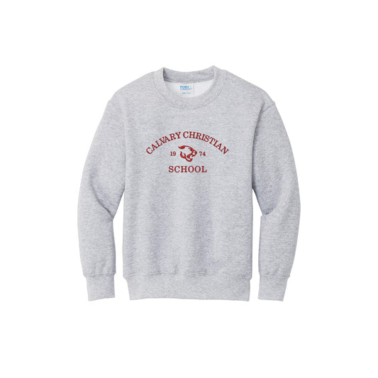 Calvary Christian School Embroidered Crewneck Sweatshirt | Adult and Youth Fit | CCSED13