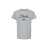 A light heather gray short-sleeve t-shirt with a dark gray graphic print on the chest reading 'VILLA MADONNA MONTESSORI 1871' and a small building icon, shown on a plain white background.