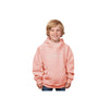 child wearing a rose sand scuba neck hoodie with embroidered panthers design in white thread 