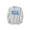 Gray sweatshirt with 'VILLA' printed in blue on a white background