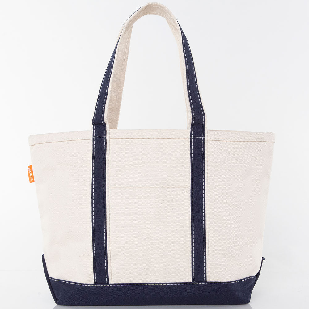 Custom Medium Canvas Boat Tote Bag with Shadow Block Initial