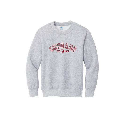 Embroidered Varsity Cougars Crewneck Sweatshirt | CCSED28