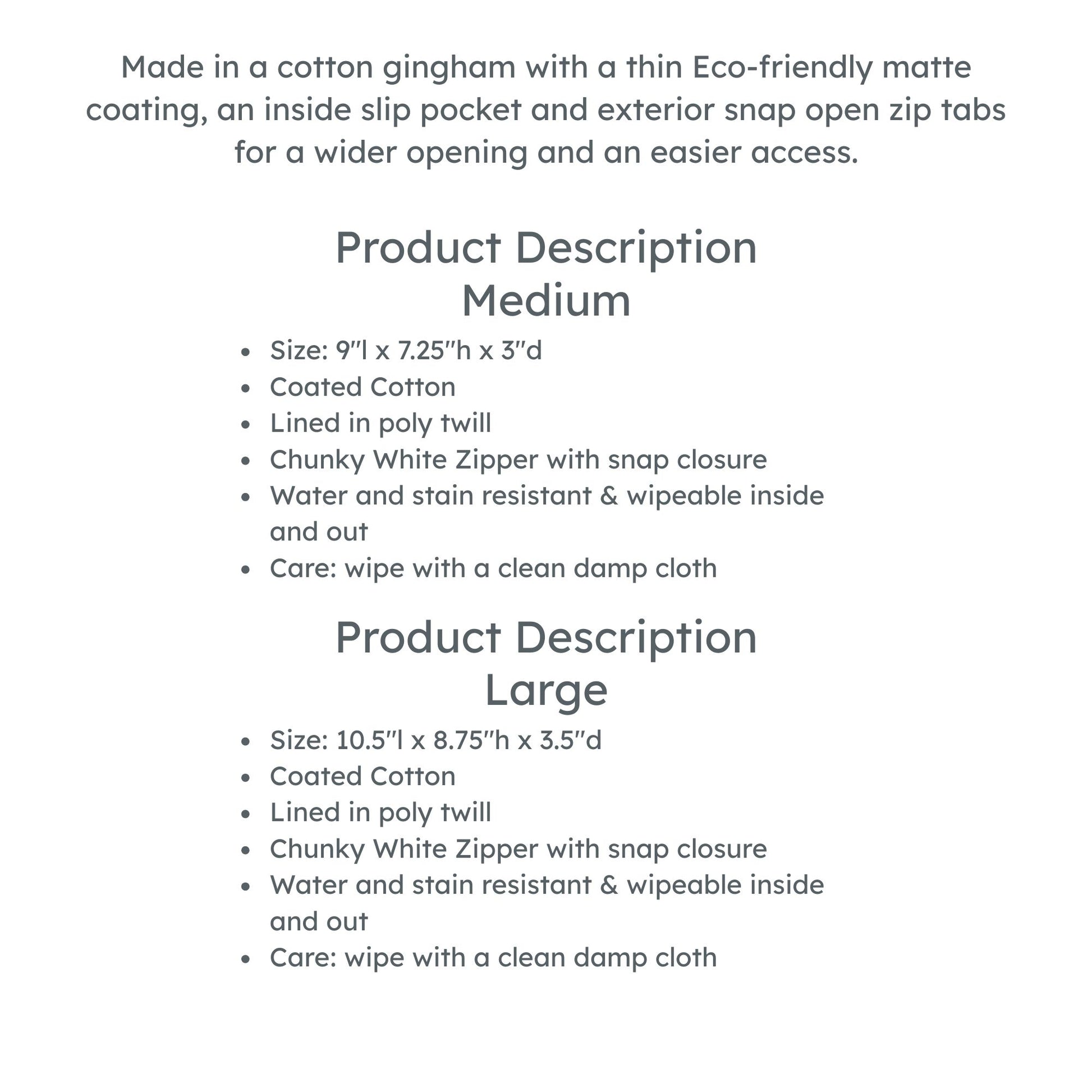 product descriptions