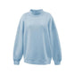 Light blue mockneck sweatshirt on a white background