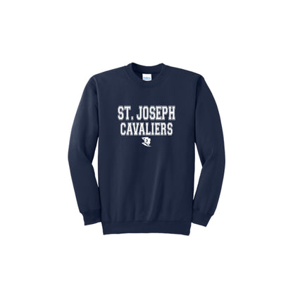 Navy blue sweatshirt with 'St. Joseph Cavaliers' text on a white background