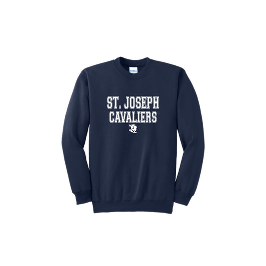 Navy blue sweatshirt with 'St. Joseph Cavaliers' text on a white background