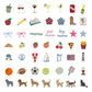 Collection of various icons and illustrations on a white background