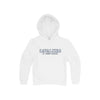 White hoodie with 'Cavaliers St. Joseph School' text on a white background