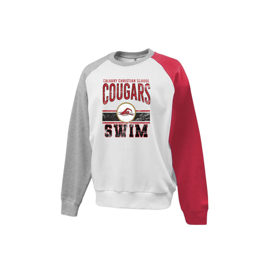 Printed Distressed Cougars Swim Colorblock Crew | CCSDTG19