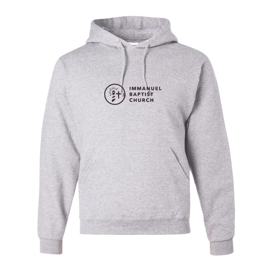 ash hoodie with immanuel baptist church embroidered logo